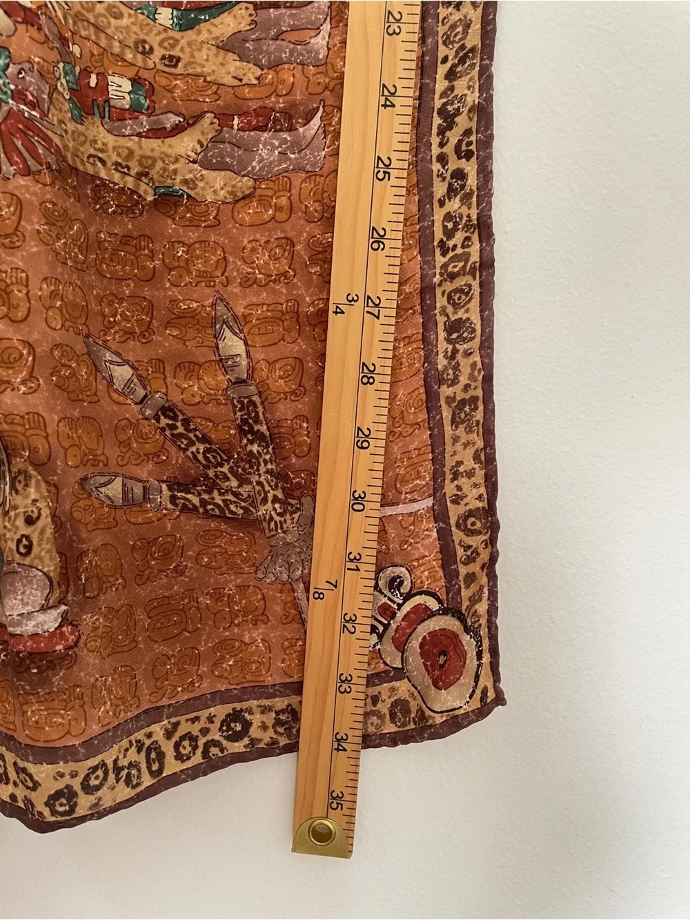 Pineda Covalin leopard designer square silk scarf Egyptian patterned Mayan tribe